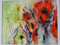 Blumengruß, Acryl auf Keilrahmen mit Rahmen, 54 x 44 cm