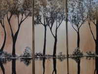 Raureif, Acryl auf Keilrahmen 3 x je 30 x 80 cm