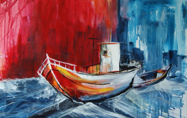 Schiff ahoi, Acryl auf Keilrahmen 80 x 60 cm