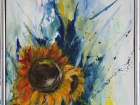 Herbstblumen, Acryl auf Keilrahmen mit Rahmen 45 x 55 cm