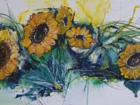 Smaragdgrüne Seide, Acryl auf Keilrahmen 80 x 40 cm