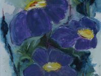 Lila Blumen, Acryl auf Keilrahmen  25 x 58 cm