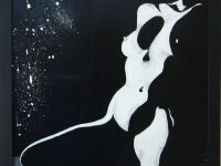 Frauenakt II schwarz-weiß, Acryl auf Spanplatte mit Rahmen 52 x 72 cm