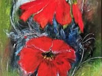 Rote Blume, Acryl auf Keilrahmen 25 x 58 cm