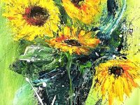 Sonnenblume, Acryl auf Keilrahmen 25 x 58 cm
