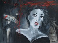 Black Angel, Acryl auf Keilrahmen mit Rahmen 83 x 63 cm