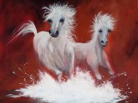 Pferde, Eitempera auf Keilrahmen  80 x 70 cm