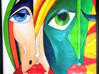 Kubismus, Acryl auf Keilrahmen mit Rahmen 63 x 83 cm