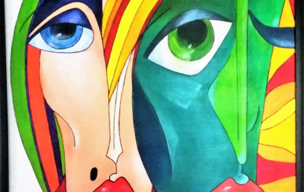 Kubismus, Acryl auf Keilrahmen mit Rahmen 63 x 83 cm