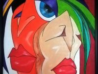 Kubismus, Acryl auf Keilrahmen mit Rahmen 63 x 83 cm