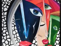 Kubismus – friendship, Acryl auf Keilrahmen mit Rahmen 63 x 83 cm