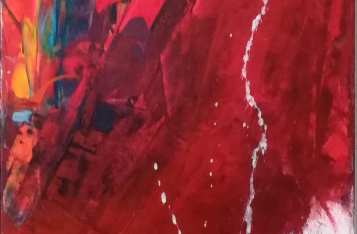 abstrakt – rot, Acryl auf Keilrahmen 30 x 80 cm
