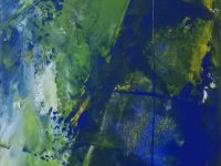 abstrakt – blau, Acryl auf Keilrahmen 30 x 80 cm