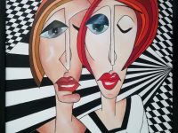 Kubismus – It´s love !  Acryl auf Keilrahmen mit Rahmen 63 x 83 cm ( im Aug. 2024 von Artavita mit einem Finalist Certificate ausgezeichnet )