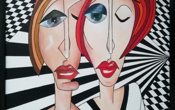 Kubismus – It´s love ! , Acryl auf Keilrahmen mit Rahmen 63 x 83 cm