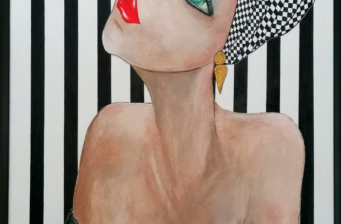 Lady of art, Acryl auf Keilrahmen mit Rahmen 63 x 83 cm ( April 2023 mit einem Artistic Excellence Award ausgezeichnet und Beitrag im Spotlight Contemporary Art Magazine )