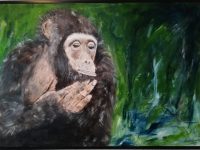 Leben und leben lassen…und ein friedliches Miteinder von Mensch und Tier, Acryl auf Keilrahmen mit Rahmen 70 x 50 cm ( Beitrag zum Kunstprojekt “Die letzten Tiere dieser Erde” von Artfactory-Graz )
