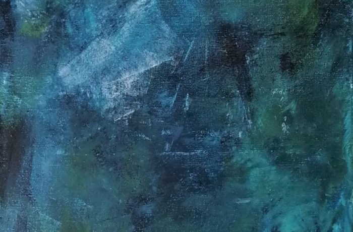 Abstrakt blau-grün, Acryl auf Keilrahmen 35 x 100 cm
