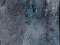 Abstrakt grau-türkis, Acryl auf Keilrahmen 35 x 100 cm