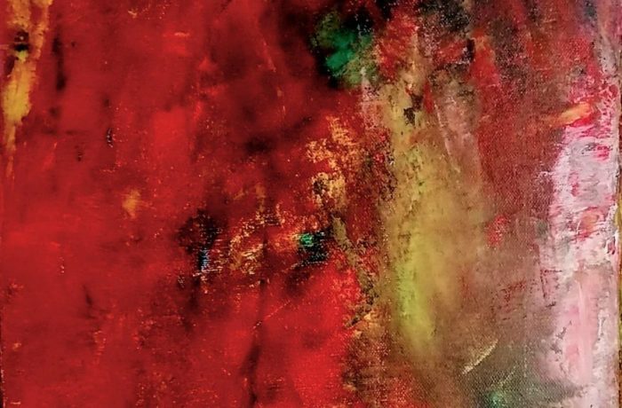 “Abstrakt rot”, Acryl auf Keilrahmen 35 x 100 cm
