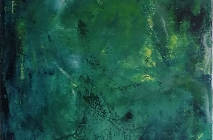 “Abstrakt grün”, Acryl auf Keilrahmen 35 x 100 cm