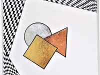 “Modern Art – metallic”, Acryl mit echter Gold-, Silber- und Rotgoldfolie auf Keilrahmen mit Rahmen 62 x 62 cm ( im Mai 2025 mit einem Finalist Certificate ausgezeichnet)