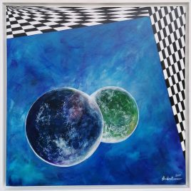 “Modern Art – Universum”, Acryl auf Keilrahmen mit Rahmen 62 x 62 cm