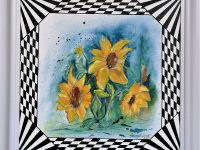 “Sonnenblumen – my art”, Acryl auf Malplatte mit Rahmen 60 x 60 cm