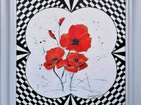 “Roter Mohn – my art”, Acryl auf Malplatte mit Rahmen 60 x 60 cm