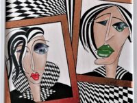 “Best Friends” , Acryl mit echter Rotgoldfolie auf Malplatte mit Rahmen 53 x 73 cm ( im April 2023 von Circle Foundation for the Arts mit einen Artistic Excellence Award, im Mai 2025 mit einem Finalist Certificate und beim Luxembourg Art Prize 2025 im Dez. mit einer Verdiensturkunde für künstlerische Leistung ausgezeichnet)