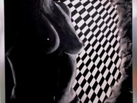 “Woman…. Sensual…. What else?” Acryl auf Keilrahmen mit Rahmen 53 x 63 cm ( im Jänner 2023 von Circle Foundation for the Arts mit einem Finalist Certificate ausgezeichnet und im Nov. 2025 abermals mit einem Finalist Certifikate ausgezeichnet )