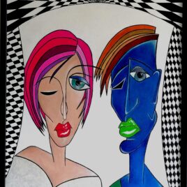 ” Colorful like a rainbow ” , Acryl auf Keilrahmen mit Rahmen 52 x 72 cm