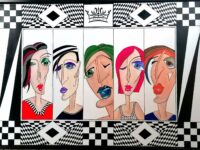 ” We are family ” Acryl auf Keilrahmen mit Rahmen 104 x 74 cm ( 2025 von Circle Foundation for the Arts ” auf der ARTEXPO NEW YORK ausgestellt )