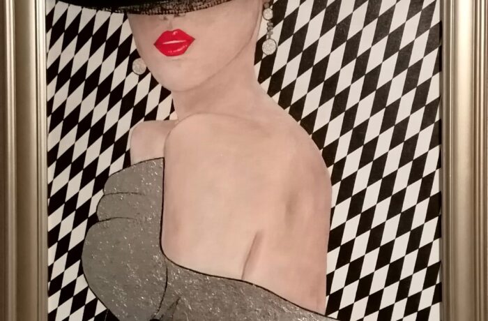 “Noblesse”, Acryl und echte Silberfolie auf Malplatte in edlem Rahmen 60 x 80 cm ( mit diesem Bild im April 2025 von Effetto Arte Foundation mit dem International Prize “The New Great Masters in New York” ausgezeichnet und auf der Art Expo New York ausgestellt )