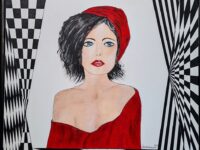 ” Roter Diamant ” , Acryl auf Malplatte mit Rahmen 62 x 62 cm (im Sept. 2025 mit einem Artistic Honor Award, im Okt. 2025 mit einem Creativ Excellence Award und im Nov. 2025 abermals mit einem Creativ Excellence Award ausgezeichnet)