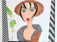 “Miss Josephine”, Acryl auf Keilrahmen mit Rahmen 53 x 63 cm ( im Jänner 2026 mit einem Finalist Certificate ausgezeichnet )