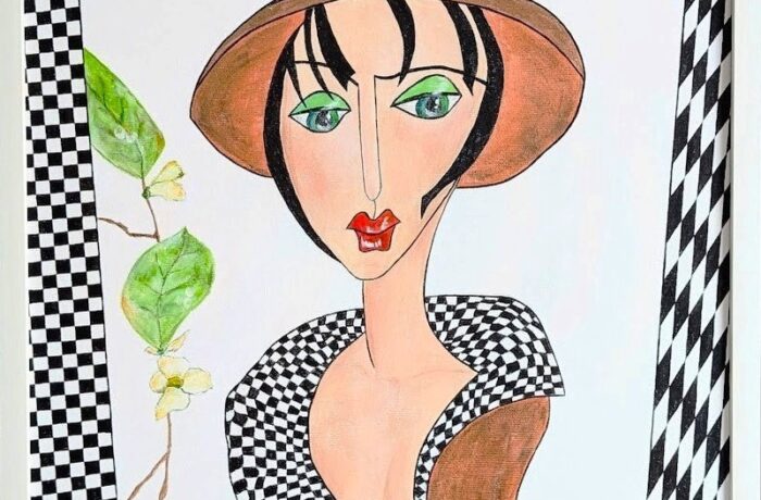 “Miss Josephine”, Acryl auf Keilrahmen mit Rahmen 53 x 63 cm ( im Jänner 2026 mit einem Finalist Certificate ausgezeichnet )