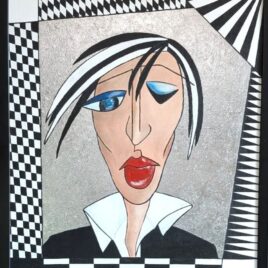 “Sunnyboy”, Acryl auf Keilrahmen mit echter Silberfolie, mit Rahmen 53 x 63 cm ( wird im Mai 2026 mit dem “Int. Prize CARAVAGGIO – Great Master of Art” ausgezeichnet )